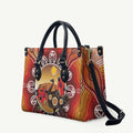 Sturt's Desert Pea And Emu Australia Leather Bag Uluru Aboriginal Art - Aussie Hoodie