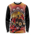Sturt's Desert Pea And Emu Australia Long Sleeve Shirt Uluru Aboriginal Art