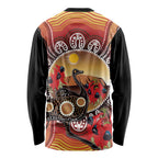 Sturt's Desert Pea And Emu Australia Long Sleeve Shirt Uluru Aboriginal Art