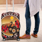Sturt's Desert Pea And Emu Australia Luggage Cover Uluru Aboriginal Art