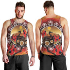 Sturt's Desert Pea And Emu Australia Men Tank Top Uluru Aboriginal Art