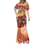 Sturt's Desert Pea And Emu Australia Mermaid Dress Uluru Aboriginal Art