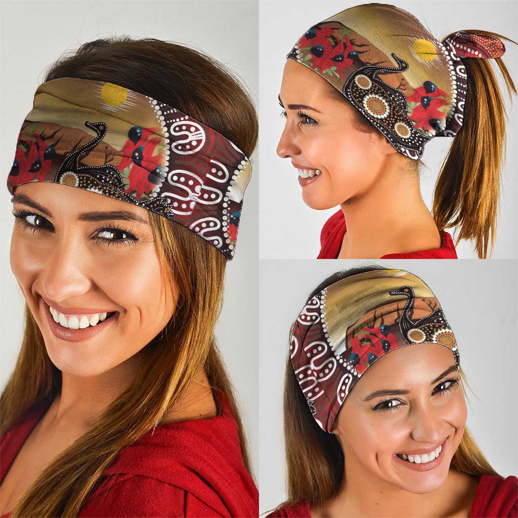 Sturt's Desert Pea And Emu Australia Neck Gaiter Uluru Aboriginal Art - Aussie Hoodie