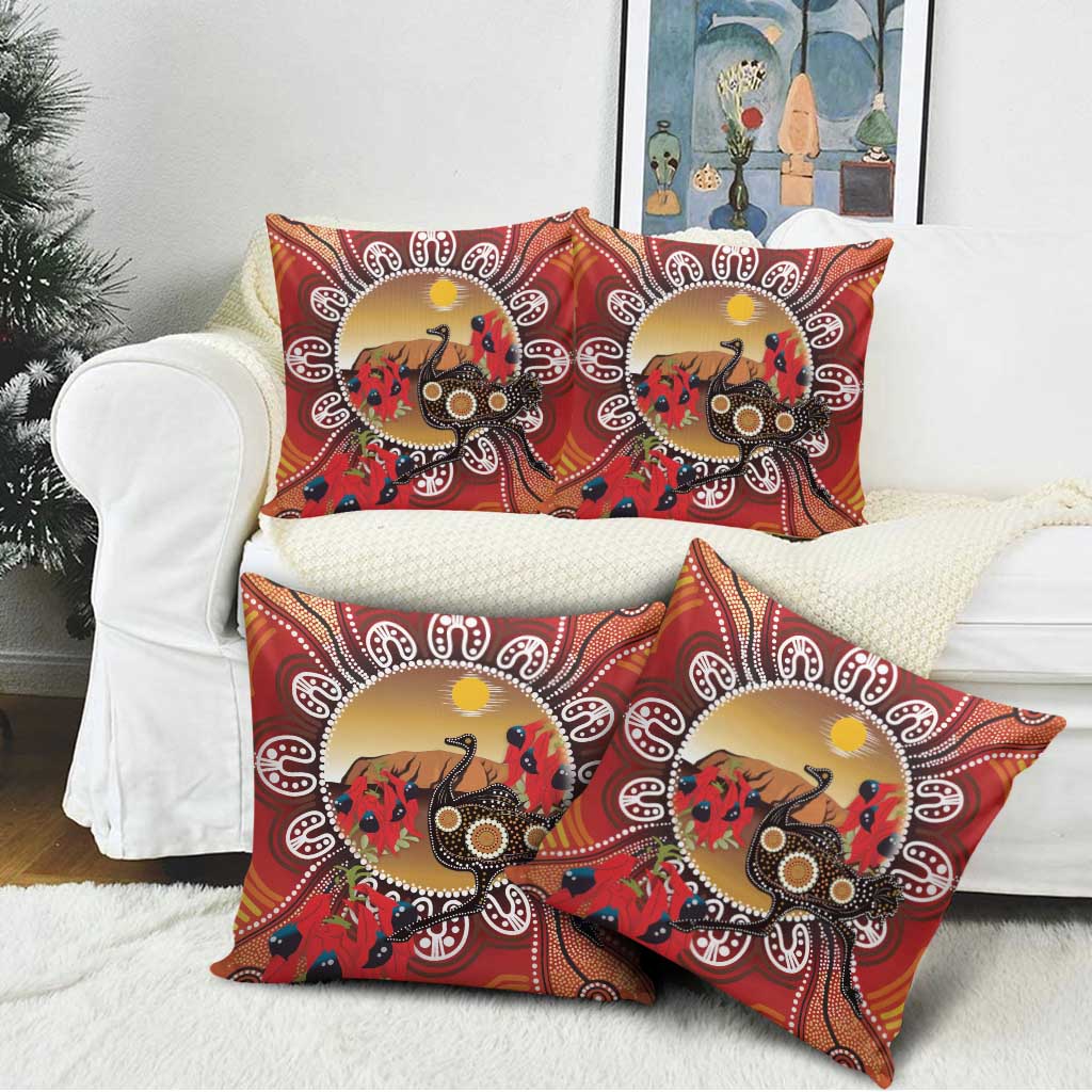Sturt's Desert Pea And Emu Australia Pillow Cover Uluru Aboriginal Art - Aussie Hoodie