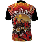 Sturt's Desert Pea And Emu Australia Polo Shirt Uluru Aboriginal Art