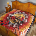 Sturt's Desert Pea And Emu Australia Quilt Uluru Aboriginal Art
