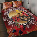 Sturt's Desert Pea And Emu Australia Quilt Bed Set Uluru Aboriginal Art