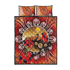 Sturt's Desert Pea And Emu Australia Quilt Bed Set Uluru Aboriginal Art