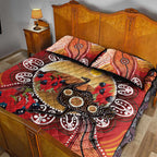 Sturt's Desert Pea And Emu Australia Quilt Bed Set Uluru Aboriginal Art