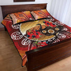 Sturt's Desert Pea And Emu Australia Quilt Bed Set Uluru Aboriginal Art