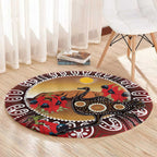 Sturt's Desert Pea And Emu Australia Round Carpet Uluru Aboriginal Art