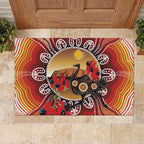 Sturt's Desert Pea And Emu Australia Rubber Doormat Uluru Aboriginal Art