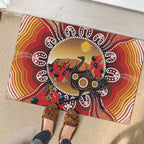 Sturt's Desert Pea And Emu Australia Rubber Doormat Uluru Aboriginal Art