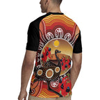 Sturt's Desert Pea And Emu Australia Rugby Jersey Uluru Aboriginal Art