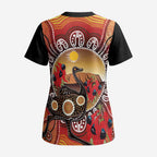 Sturt's Desert Pea And Emu Australia Scrub Top Uluru Aboriginal Art - Aussie Hoodie