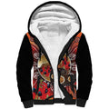 Sturt's Desert Pea And Emu Australia Sherpa Hoodie Uluru Aboriginal Art