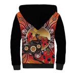 Sturt's Desert Pea And Emu Australia Sherpa Hoodie Uluru Aboriginal Art