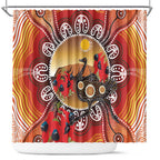 Sturt's Desert Pea And Emu Australia Shower Curtain Uluru Aboriginal Art