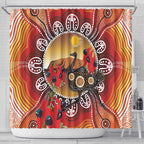 Sturt's Desert Pea And Emu Australia Shower Curtain Uluru Aboriginal Art