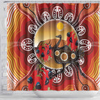 Sturt's Desert Pea And Emu Australia Shower Curtain Uluru Aboriginal Art