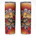 Sturt's Desert Pea And Emu Australia Skinny Tumbler Uluru Aboriginal Art