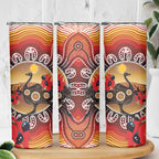 Sturt's Desert Pea And Emu Australia Skinny Tumbler Uluru Aboriginal Art