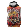 Sturt's Desert Pea And Emu Australia Sleeveless Hoodie Uluru Aboriginal Art - Aussie Hoodie