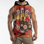 Sturt's Desert Pea And Emu Australia Sleeveless Hoodie Uluru Aboriginal Art - Aussie Hoodie
