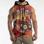 Sturt's Desert Pea And Emu Australia Sleeveless Zip Hoodie Uluru Aboriginal Art LT14