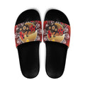 Sturt's Desert Pea And Emu Australia Slide Sandals Uluru Aboriginal Art - Aussie Hoodie