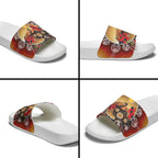 Sturt's Desert Pea And Emu Australia Slide Sandals Uluru Aboriginal Art - Aussie Hoodie