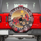 Sturt's Desert Pea And Emu Australia Spare Tire Cover Uluru Aboriginal Art