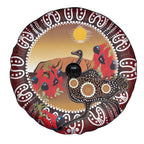 Sturt's Desert Pea And Emu Australia Spare Tire Cover Uluru Aboriginal Art