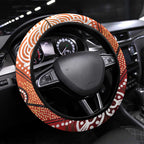 Sturt's Desert Pea And Emu Australia Steering Wheel Cover Uluru Aboriginal Art
