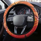 Sturt's Desert Pea And Emu Australia Steering Wheel Cover Uluru Aboriginal Art