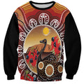 Sturt's Desert Pea And Emu Australia Sweatshirt Uluru Aboriginal Art