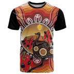 Sturt's Desert Pea And Emu Australia T Shirt Uluru Aboriginal Art
