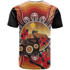 Sturt's Desert Pea And Emu Australia T Shirt Uluru Aboriginal Art