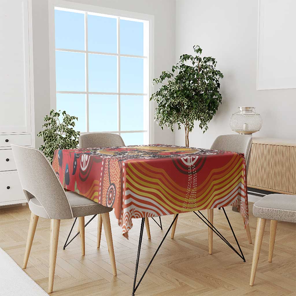 Sturt's Desert Pea And Emu Australia Tablecloth Uluru Aboriginal Art