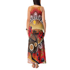 Sturt's Desert Pea And Emu Australia Tank Maxi Dress Uluru Aboriginal Art