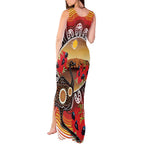 Sturt's Desert Pea And Emu Australia Tank Maxi Dress Uluru Aboriginal Art