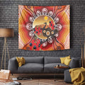 Sturt's Desert Pea And Emu Australia Tapestry Uluru Aboriginal Art