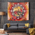 Sturt's Desert Pea And Emu Australia Tapestry Uluru Aboriginal Art