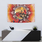 Sturt's Desert Pea And Emu Australia Tapestry Uluru Aboriginal Art