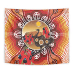 Sturt's Desert Pea And Emu Australia Tapestry Uluru Aboriginal Art