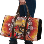 Sturt's Desert Pea And Emu Australia Travel Bag Uluru Aboriginal Art - Aussie Hoodie