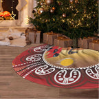 Sturt's Desert Pea And Emu Australia Tree Skirt Uluru - Aboriginal Art