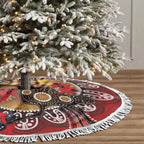 Sturt's Desert Pea And Emu Australia Tree Skirt Uluru - Aboriginal Art