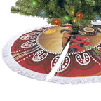 Sturt's Desert Pea And Emu Australia Tree Skirt Uluru - Aboriginal Art