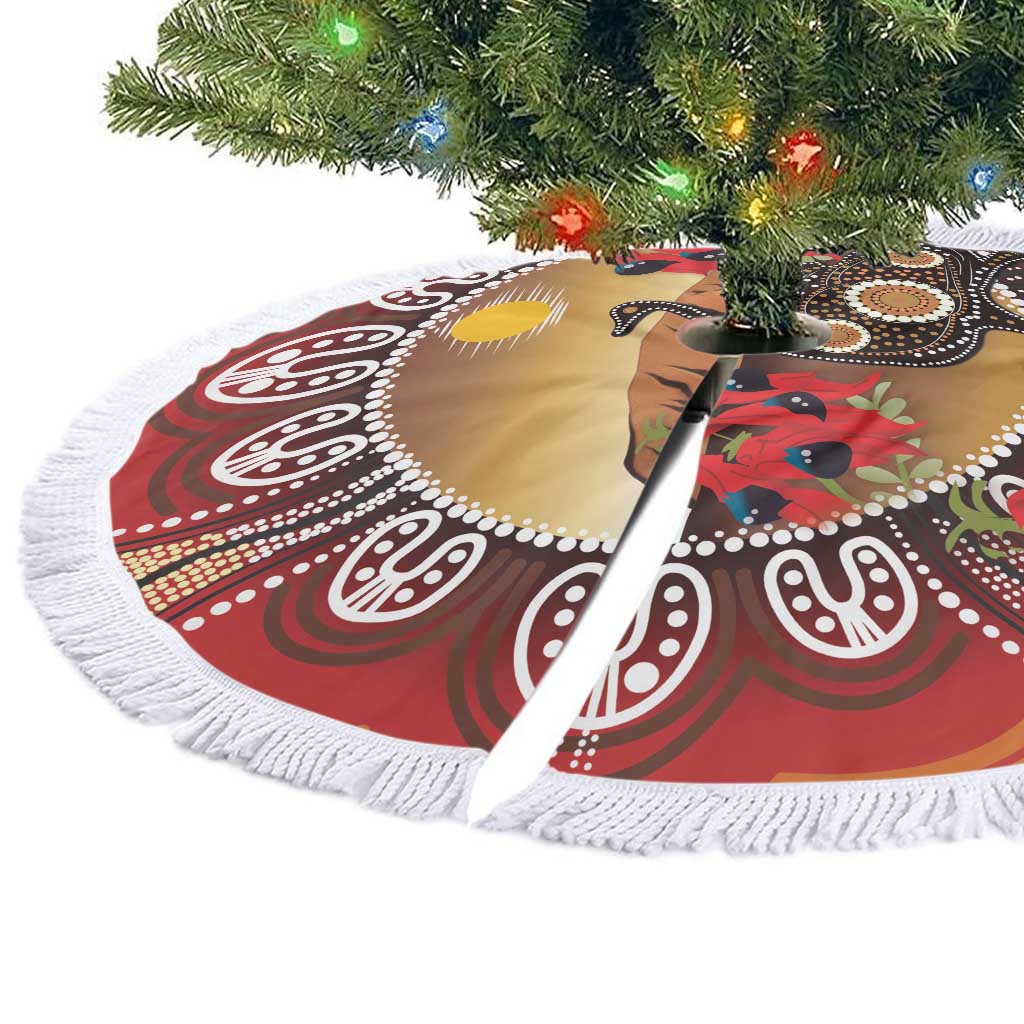 Sturt's Desert Pea And Emu Australia Tree Skirt Uluru - Aboriginal Art
